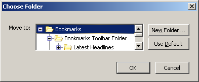 chose a folder to move the bookmark to