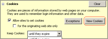 Opening Firefox' Cookie Manager